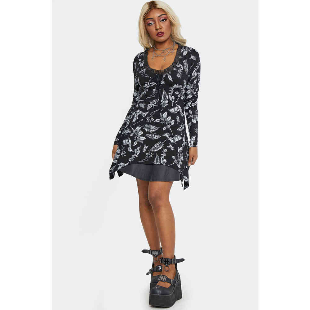 Jawbreaker - Herbal Bat Print Langes top - Schwarz